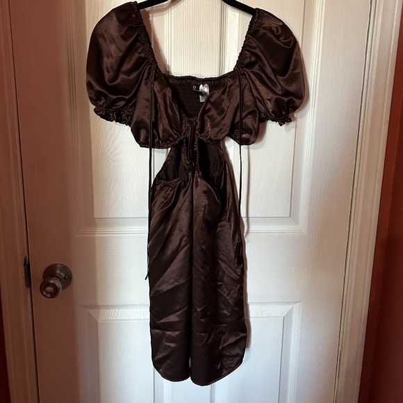 H&M DIVIDED SMALL NWOT SOLD OUT DRESS SIZE S PRETTY STRAPPY BROWN PARTY - Picture 9 of 11